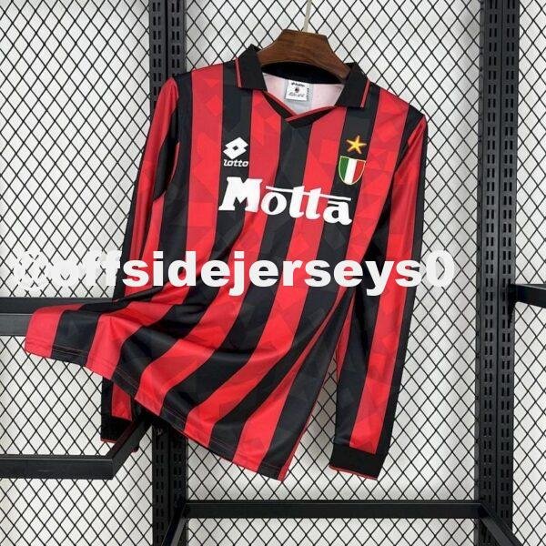 AC Milan 1993 94 Home Long Sleeves Retro Jersey