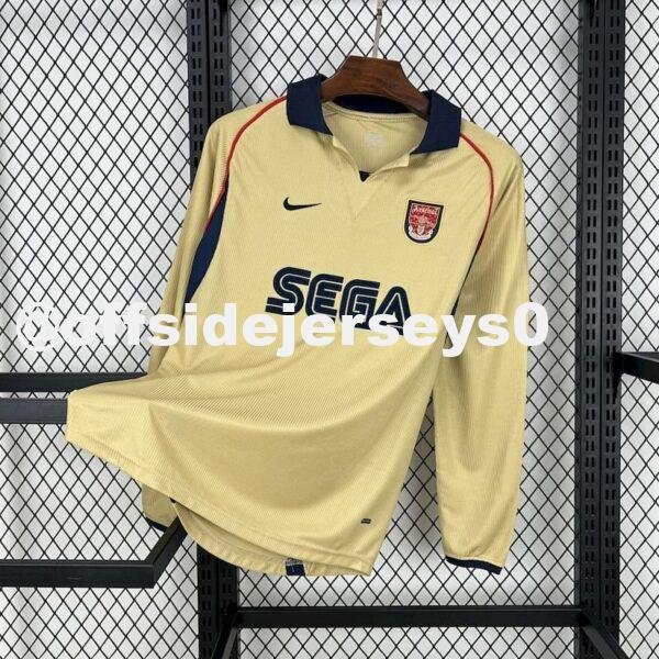 Arsenal 2001 02 Away Long Sleeves Retro Jersey