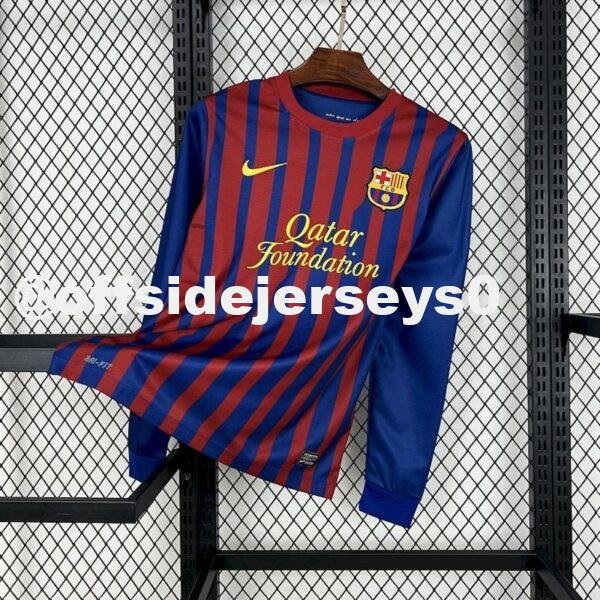 Barcelona 2011 12 Home Long Sleeves Retro Jersey