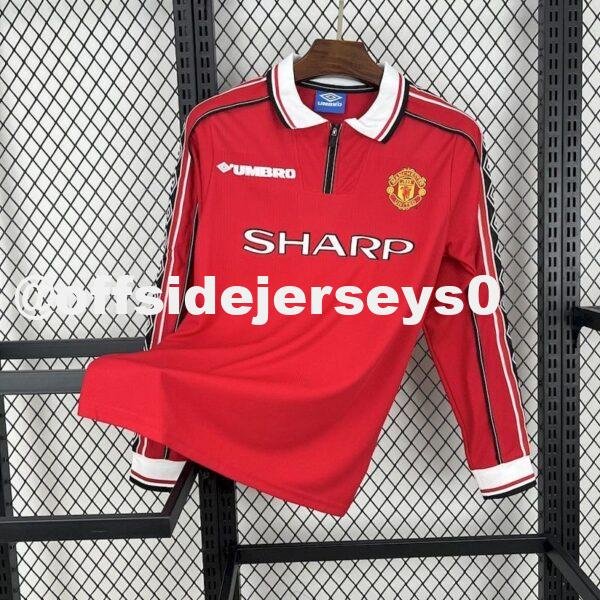 Manchester United 1998 99 Home Long Sleeves Retro Jersey